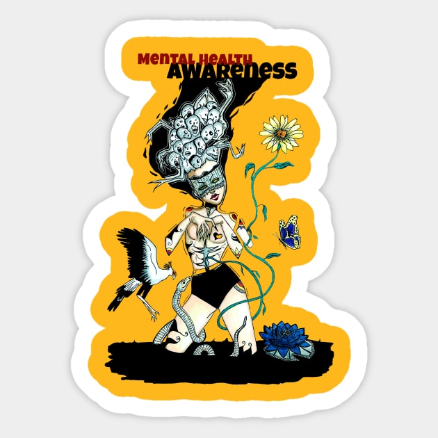 Voices in the head (mental health awareness) Sticker by rosana art